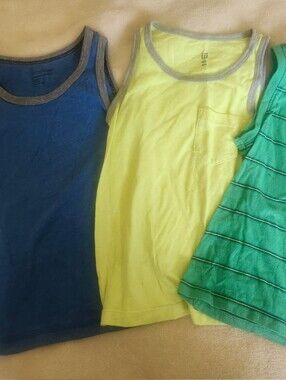 Blue, Yellow & Green Kids Tank Top Trio